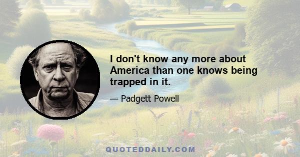 I don't know any more about America than one knows being trapped in it.