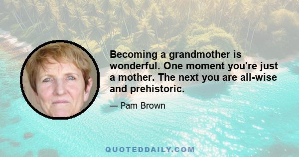 Becoming a grandmother is wonderful. One moment you're just a mother. The next you are all-wise and prehistoric.