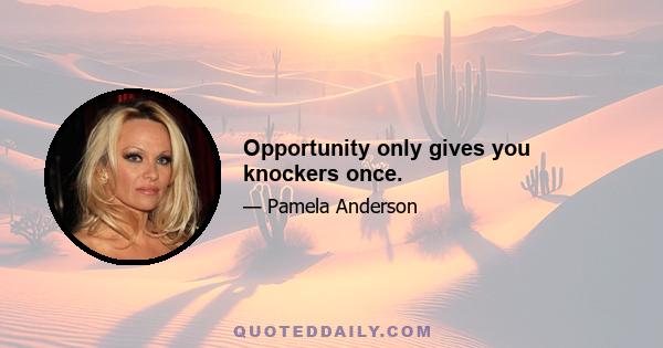 Opportunity only gives you knockers once.