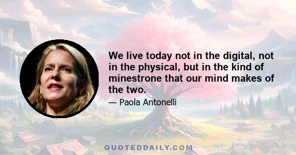 We live today not in the digital, not in the physical, but in the kind of minestrone that our mind makes of the two.