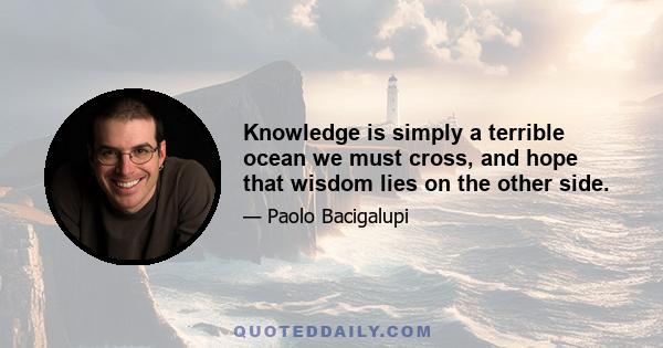 Knowledge is simply a terrible ocean we must cross, and hope that wisdom lies on the other side.