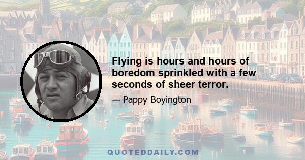 Flying is hours and hours of boredom sprinkled with a few seconds of sheer terror.