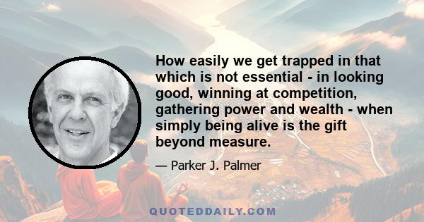 How easily we get trapped in that which is not essential - in looking good, winning at competition, gathering power and wealth - when simply being alive is the gift beyond measure.