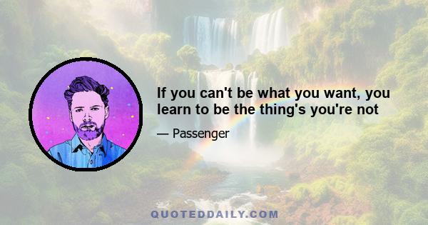 If you can't be what you want, you learn to be the thing's you're not