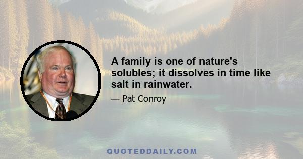 A family is one of nature's solubles; it dissolves in time like salt in rainwater.