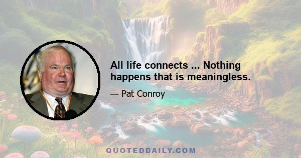 All life connects ... Nothing happens that is meaningless.