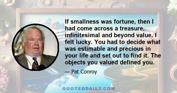 If smallness was fortune, then I had come across a treasure, infinitesimal and beyond value. I felt lucky. You had to decide what was estimable and precious in your life and set out to find it. The objects you valued