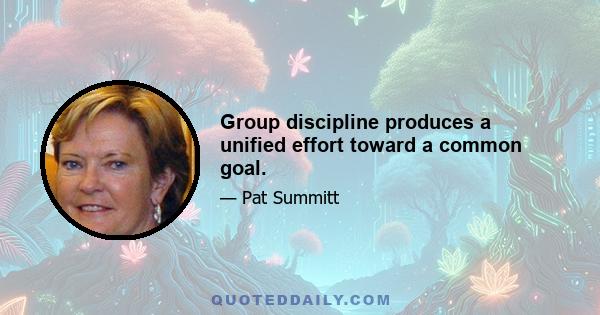 Group discipline produces a unified effort toward a common goal.