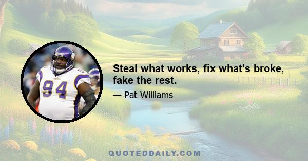 Steal what works, fix what's broke, fake the rest.