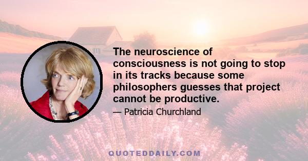 The neuroscience of consciousness is not going to stop in its tracks because some philosophers guesses that project cannot be productive.