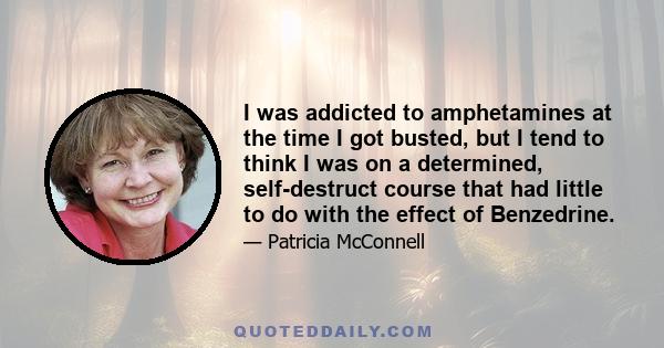 I was addicted to amphetamines at the time I got busted, but I tend to think I was on a determined, self-destruct course that had little to do with the effect of Benzedrine.