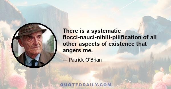 There is a systematic flocci-nauci-nihili-pilification of all other aspects of existence that angers me.