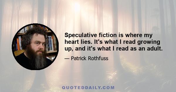 Speculative fiction is where my heart lies. It's what I read growing up, and it's what I read as an adult.