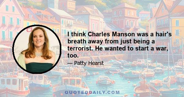 I think Charles Manson was a hair's breath away from just being a terrorist. He wanted to start a war, too.