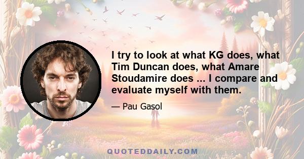 I try to look at what KG does, what Tim Duncan does, what Amare Stoudamire does ... I compare and evaluate myself with them.