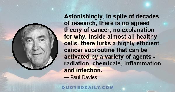 Astonishingly, in spite of decades of research, there is no agreed theory of cancer, no explanation for why, inside almost all healthy cells, there lurks a highly efficient cancer subroutine that can be activated by a