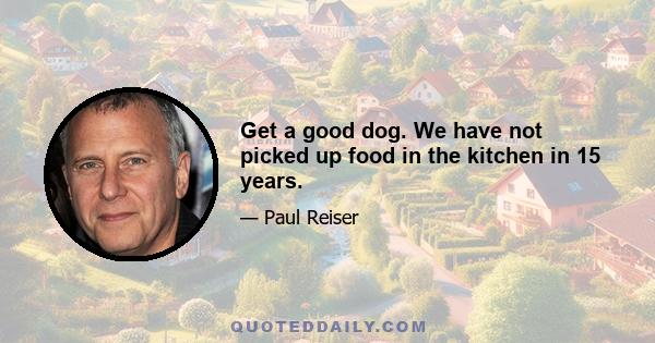 Get a good dog. We have not picked up food in the kitchen in 15 years.