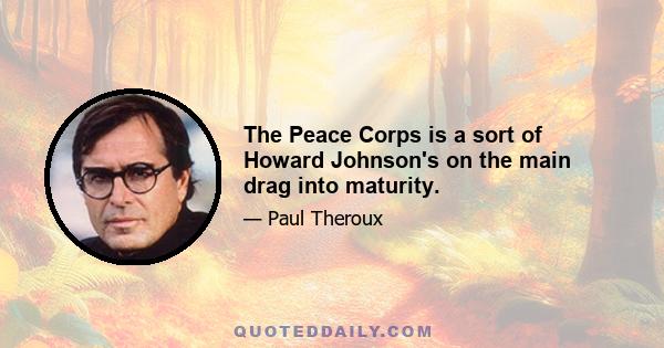 The Peace Corps is a sort of Howard Johnson's on the main drag into maturity.