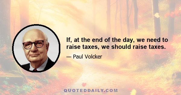 If, at the end of the day, we need to raise taxes, we should raise taxes.