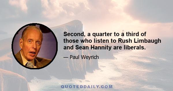 Second, a quarter to a third of those who listen to Rush Limbaugh and Sean Hannity are liberals.