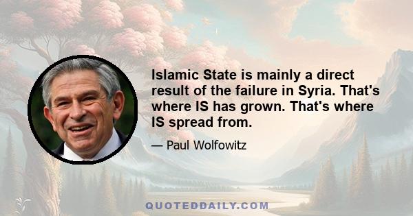 Islamic State is mainly a direct result of the failure in Syria. That's where IS has grown. That's where IS spread from.