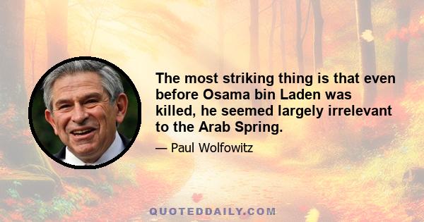 The most striking thing is that even before Osama bin Laden was killed, he seemed largely irrelevant to the Arab Spring.