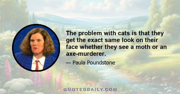 The problem with cats is that they get the exact same look on their face whether they see a moth or an axe-murderer.
