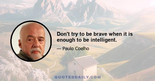 Don't try to be brave when it is enough to be intelligent.