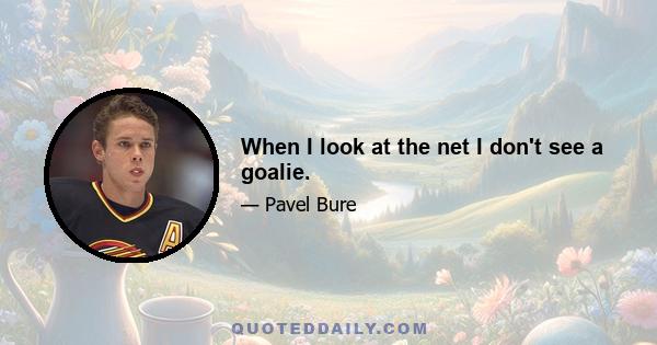 When I look at the net I don't see a goalie.