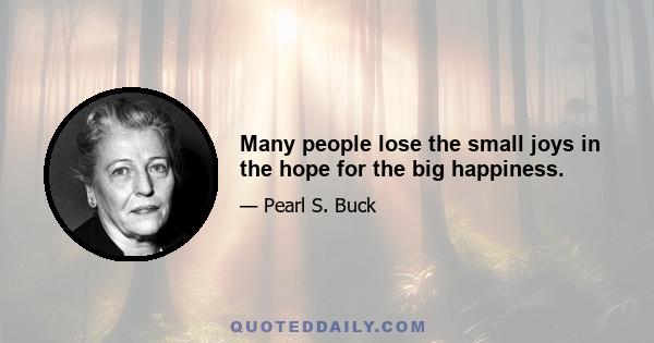 Many people lose the small joys in the hope for the big happiness.