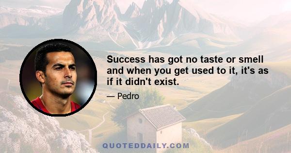 Success has got no taste or smell and when you get used to it, it's as if it didn't exist.