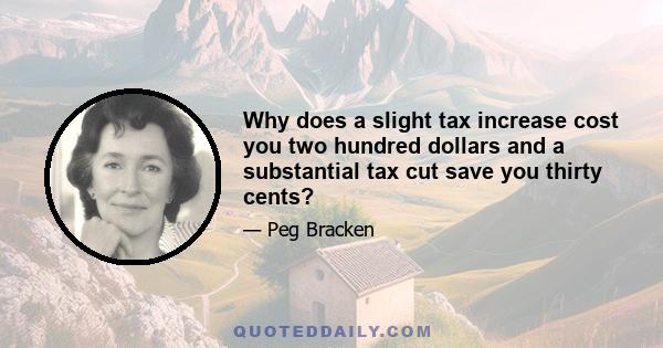 Why does a slight tax increase cost you two hundred dollars and a substantial tax cut save you thirty cents?