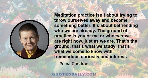 Meditation practice isn't about trying to throw ourselves away and become something better. It's about befriending who we are already.