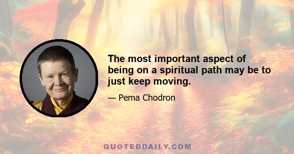 The most important aspect of being on a spiritual path may be to just keep moving.