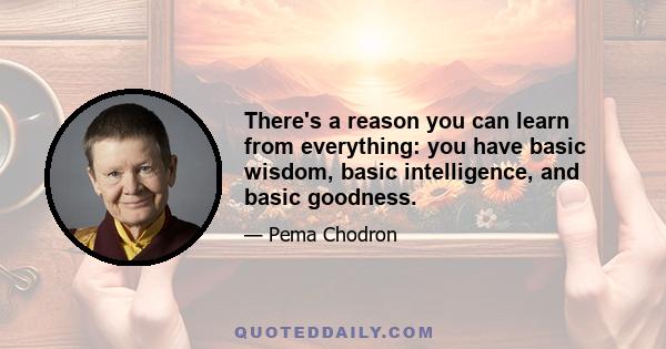 There's a reason you can learn from everything: you have basic wisdom, basic intelligence, and basic goodness.