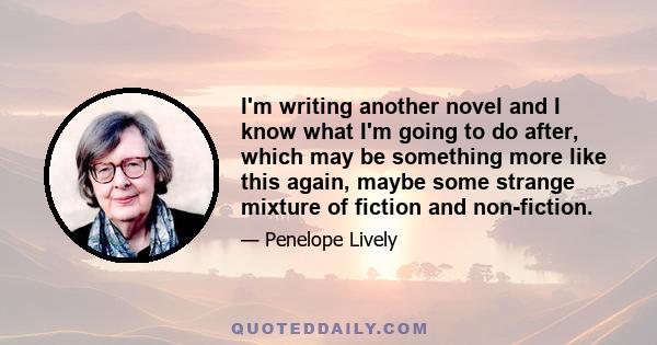 I'm writing another novel and I know what I'm going to do after, which may be something more like this again, maybe some strange mixture of fiction and non-fiction.