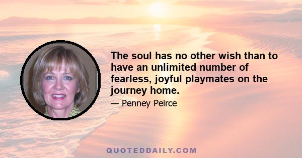 The soul has no other wish than to have an unlimited number of fearless, joyful playmates on the journey home.