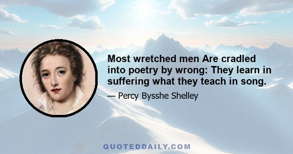 Most wretched men Are cradled into poetry by wrong: They learn in suffering what they teach in song.