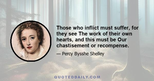 Those who inflict must suffer, for they see The work of their own hearts, and this must be Our chastisement or recompense.