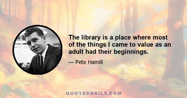 The library is a place where most of the things I came to value as an adult had their beginnings.