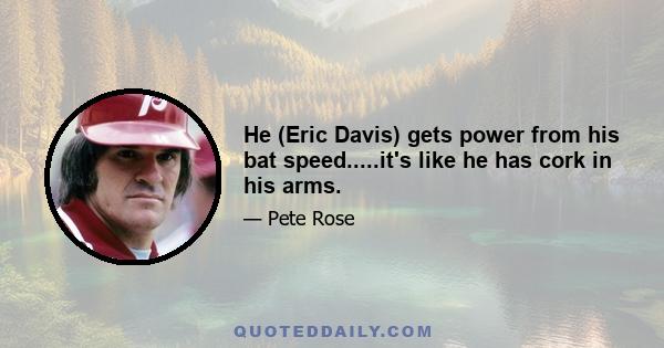 He (Eric Davis) gets power from his bat speed.....it's like he has cork in his arms.