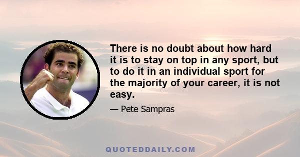 There is no doubt about how hard it is to stay on top in any sport, but to do it in an individual sport for the majority of your career, it is not easy.