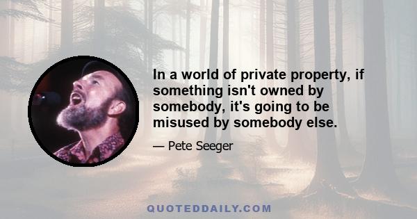 In a world of private property, if something isn't owned by somebody, it's going to be misused by somebody else.