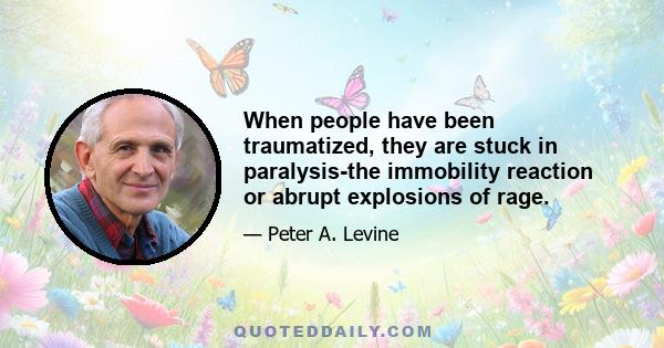 When people have been traumatized, they are stuck in paralysis-the immobility reaction or abrupt explosions of rage.