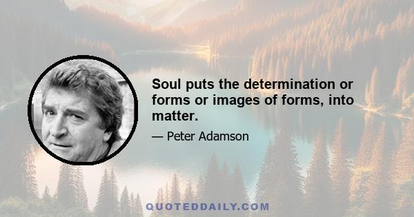 Soul puts the determination or forms or images of forms, into matter.