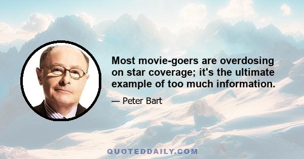 Most movie-goers are overdosing on star coverage; it's the ultimate example of too much information.