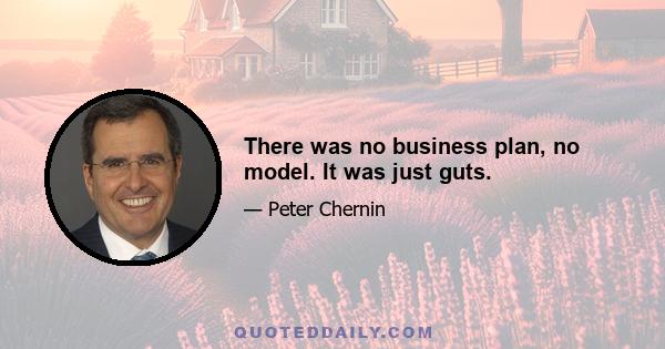 There was no business plan, no model. It was just guts.