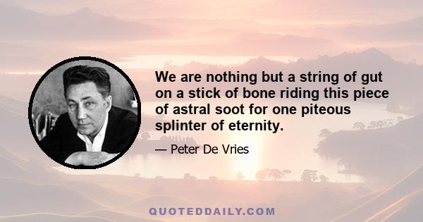 We are nothing but a string of gut on a stick of bone riding this piece of astral soot for one piteous splinter of eternity.