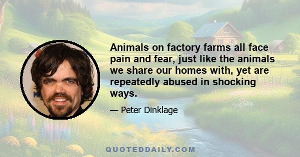 Animals on factory farms all face pain and fear, just like the animals we share our homes with, yet are repeatedly abused in shocking ways.