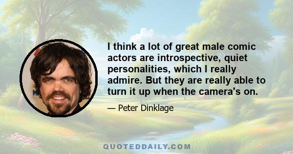 I think a lot of great male comic actors are introspective, quiet personalities, which I really admire. But they are really able to turn it up when the camera's on.